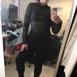 Black Fashion Nova see through ribbed jumpsuit